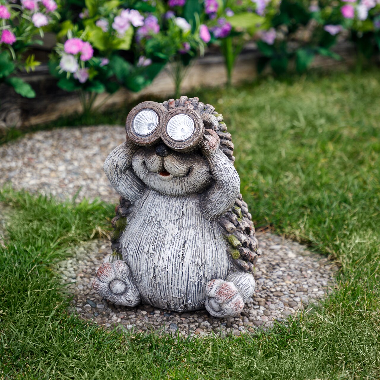 Northlight Hedgehog with Binoculars Outdoor Solar Lighted Garden Statue - 11.5"